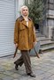 Suede Trench Coat with Leather Collar and Shoulder Details and a Belted Design, 530135, Camel - 2
