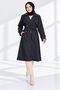 Women's Black Button-Front Adjustable Sleeve-Cuffed Midi Length Belted Trench Coat NBFT016 - 2