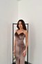 Women's Taupe Color Velvet Dress - 3