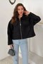 Women's Black Pocketed Melton Blazer - 2