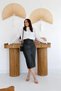 Woman's black pocket detailed leather skirt