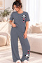 Women's Short-Sleeved Cotton Pajama Set with Panda Print - 6