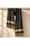 FLR-5038 Premium Soft Wool Unisex Shawl with Anthracite Beige Striped Detail | Eos Collective - 2