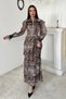 Women's Leopard Print Pleated Dress with Elastic Waistband