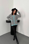 Women's Black Satin-Paneled Houndstooth-Patterned Cardigan - 2