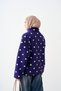 Women's Polka Dot Print Zip-Up Fleece Jacket, Navy Blue - 4