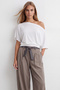 Women's White Boat Neck Blouse Alc-X16047 - 3