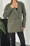 Women's Khaki Classic-Collar Blazer Jacket - 4