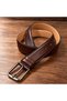2-Piece Set of Men's Classic-Stitched Genuine Leather Belts – Stylish Design with Metal Buckles – Black and Brown (2 Pieces) - 3