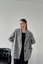 Women's Gray Viscose Blend Striped Oversized Jacket