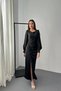 Women's Black Satin Dress with a Side Slit and Ruched Side
