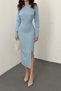 Women's Blue Backless Dress - 4