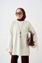 Women's Knit Tunic with Wrist Ribbon Detail, Ecru