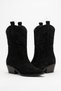 Yursa cowboy genuine leather women's heeled boots, black suede. - 6
