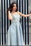 Women's Snow-White, Machine-Washable, Strapped, Cotton Midi Length Denim Dress - 3