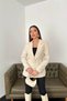 Women's Beige Jacket with Pocket Flaps and a Belt