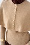 Women's Cape-Style V-Neck Knit Blouse, Beige - 5