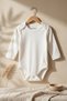 100% Natural Cotton Long-Sleeved Baby Bodysuit - Plain, No-Pattern, Soft, Non-Irritating Fabric