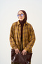 Women's Plaid Pattern Single-Pocket Shirt, Mustard - 2