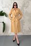 Women's Camel Long-Belted Trench Coat