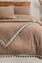 Cappuccino-Colored Linen Single-Size Duvet Cover Set - 4
