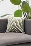 Modern Decorative Cushion Cover with an Olive Green, Off-White, Wavy Pattern and Velvet-Textured Design