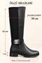 Women's Black Diving Fabric Stretchy Knee-Length Boots - 2