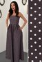 Women's Plum Polka Dot Pleated Lined Cotton Denim Dress - 2