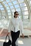 Women's scuba fabric mock neck double-zip waist-fitted jacket, Fall/Winter, White - 3