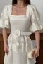 Women's Beige Balloon-Sleeve Layered-Lined Viscose Dress - 4