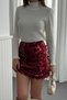 Women's Short Skirt with Burgundy Lined Design and Sequins - 4