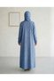 Light Blue Modest 3 Pieces Abaya Textured Fabric With Inner And Hijab - 4