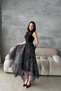 Women's Black Patterned, Pleated, Lined Chiffon Skirt - 2
