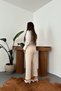 Women's Beige Cotton Gabardine Pants - 4