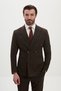 Striped Slim Fit Wrap Neckline Double-Breasted Wool Men’s Suit, Brown - 45492.26K