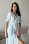Girls' Baby Blue Wrap Neckline Cotton Muslin Dress - 4