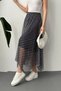 Women's Navy Blue Plaid Lined Tulle Skirt - 4