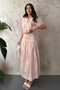 Women's Pink Shirt, Corset-Style Skirt, Lined Viscose Set