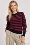 Striped Wool Blend Knit Sweater LYY0157 NAVY RED - 4
