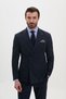 Striped Slim Fit Wide-Collar Double-Breasted Wool Men's Suit, Navy Blue - 45492.26K