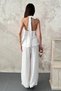 Women's White-Lined, Ruffled, Tie-Detail, Waist-Tied Cotton Two-Piece Set - 5