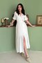 Women's White Cotton Muslin Dress with a Wrap Neckline