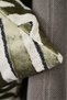 Modern Decorative Cushion Cover with an Olive Green, Off-White, Wavy Pattern and Velvet-Textured Design - 2