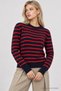 Striped Wool Blend Knit Sweater LYY0157 NAVY RED - 3