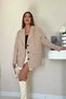 Women's Beige Classic-Collar Suede Blazer Jacket - 3