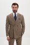 Striped Slim Fit Wide-Wrap Neckline Double-Breasted Wool Men’s Suit, Beige - 45492.26K