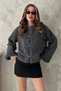 Women's Charcoal Grey Short Plush Jacket