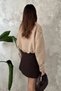 Women's Beige Short Mock Neck Jacket - 5