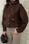 Women's Brown Short Mock Neck Jacket - 3