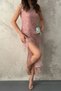 Women's Pink Sequin-Lined Loose Fit Evening Gown - 4